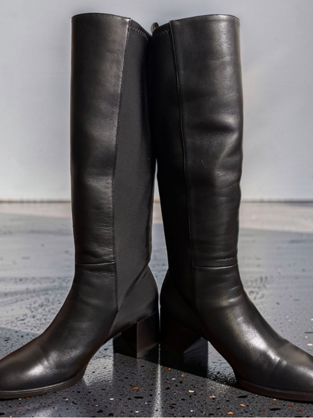 M. Gemi The Denise  Black Leather Knee High Chelsea Boots